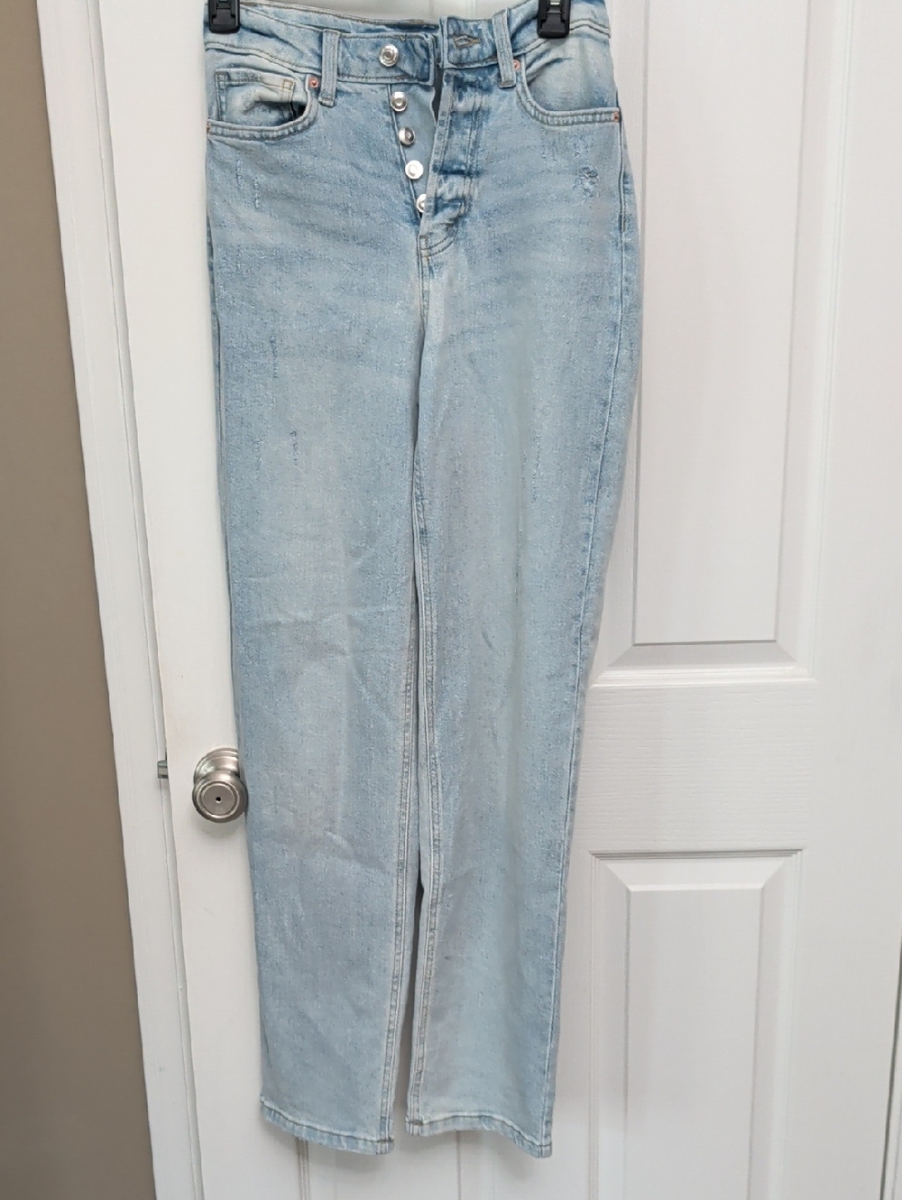 Wild Fable Super High Rise Straight Jeans Size 0 Light Wash Button Fly Denim
